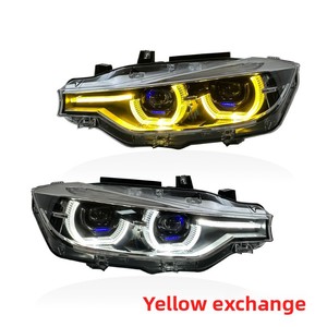 Para BMW Serie 3 F30 F35 (2013-2018) - Conjunto de Faros Delanteros con Lente LED, Luz Diurna Amarilla y Blanca, Diseño de Cuchara LED de 12V para Mejorar la Apariencia - Product Image 1