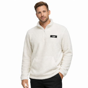Fabricants de vêtements sur mesure – Pull à col montant anti-rétrécissement, coupe classique, chaud et doux, en polaire Sherpa 600 g/m², avec fermeture éclair quart de tour - Product Image 1