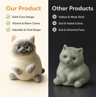 Jouet Squishy Chat Mignon en TPR Peint à la Main, Anti-Stress à Presser pour Amateurs de Chats, Collectionneurs de Figurines et Fans Kawaii