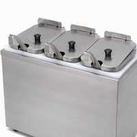Distributeur de condiments à 3 compartiments, distributeur de sauces triple compartiment avec couvercles pour comptoir