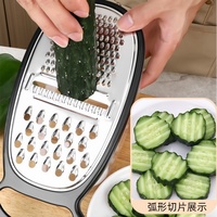 Gadget de cuisine multifonctionnel, râpe manuelle en acier inoxydable pour fromage, fruits et légumes avec récipient transparent en plastique