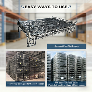 Conteneur en treillis métallique galvanisé de service moyen TER, pliable, empilable, personnalisable, <span class=keywords><strong>cage</strong></span> de stockage de sécurité soudée - Product Image 2