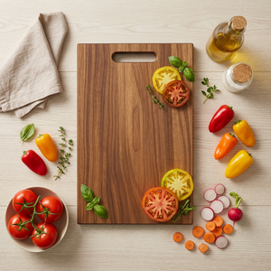Tabla de Cortar Rectangular de Madera de Teca Ecológica con Mango de Madera, Utensilios de Cocina para Servir Verduras y Queso - Product Image 1