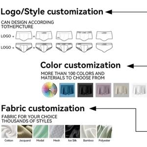 Boxer elegante da taglio tridimensionale con Logo personalizzato comodo in seta di ghiaccio - Product Image 6