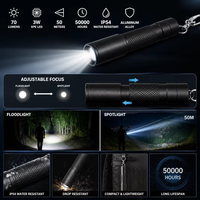 Mini lampe torche LED 70LM, zoomable, porte-clés, en aluminium, batterie AAA, lampe de poche, porte-clés pour le camping et les situations d'urgence
