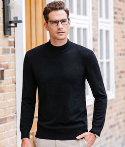 Áo len cổ lọ nam cao cấp 100% len, màu đen trơn, kiểu dáng đơn giản, mùa đông, chất liệu dệt kim - Product Image 3