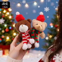Pendentif décoratif en peluche ours rose à bord court de Noël, avec combinaison, rembourrage en coton PP, cadeau de Noël pour les 14 ans et plus, transfrontalier