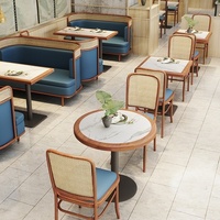 Halbrunde Rattan-Sitzbank aus Massivholz für Restaurant, Café und Hotel