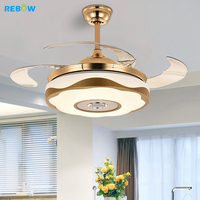 Ventilateur de plafond LED 14 pouces, Rebow électrique, design moderne, avec application musicale, contrôle par application, avec lumière, livraison directe