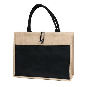 <span class=keywords><strong>Sac</strong></span> fourre-tout en tissu <span class=keywords><strong>de</strong></span> jute naturel avec poignée rouge écologique avec personnalisation <span class=keywords><strong>de</strong></span> la poche pour cadeau <span class=keywords><strong>Sac</strong></span> <span class=keywords><strong>de</strong></span> transport pour mariage - Product Image 2