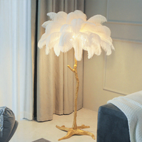 Lampe sur pied en forme d'arbre à LED RGB de style nordique moderne de luxe pour la maison, avec plumes d'autruche, America Room Vibe Corner