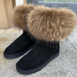 Custom wanita desainer mewah luar ruangan musim dingin Ugs sepatu wanita bulu panjang kulit domba sepatu - Product Image 2