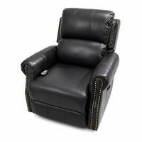 Sillón Reclinable Eléctrico Moderno con Masaje y Calefacción, Control Remoto, Tapicería de Cuero, Ahorro de Espacio para Personas Mayores, Sala de Estar, Apartamento