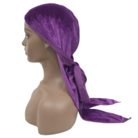 Faible MOQ, Durag en velours soyeux, fournisseur en gros, bonnet et durags de créateur, logo personnalisé sur les durags