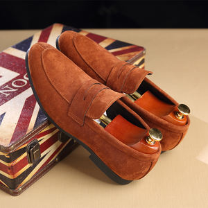 Nuove Scarpe Eleganti da <span class=keywords><strong>Uomo</strong></span> in Pelle Scamosciata Marrone, <span class=keywords><strong>Mocassini</strong></span> di Marca alla Moda con Punta Affusolata - Product Image 4