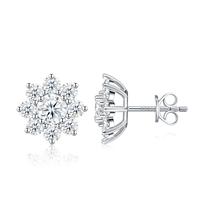 925 Sterling Silber Micro Pave Moissanit Ohrstecker Stern Blume Herz Mehrfach-Form Ohrringe für Damen