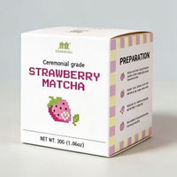 Boîte en papier mat imprimée sur mesure, emballage de poudre de matcha à la fraise, boîte cadeau, boîte en papier de qualité alimentaire pour poudre de thé