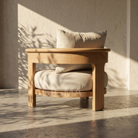 Fauteuil d'extérieur moderne en teck de qualité supérieure, chaise individuelle en bois massif pour jardin, personnalisable, résistant à l'eau et au soleil, mobilier de patio