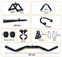 Ensemble de 7 accessoires pour câble de musculation en acier creux : Corde triceps en V, Poignée en D, Sangle de cheville, Barre rotative – Accessoires pour appareils de musculation