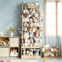 Organisateur de rangement pour animaux en peluche, zoo en bois massif pour animaux en peluche avec coffre à jouets, grand support pour jouets en peluche, support pour animaux en peluche