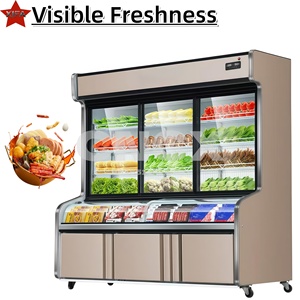 Vitrinas Refrigeradas para Hot Pot, 3 Zonas de Temperatura, <span class=keywords><strong>Mesa</strong></span> de <span class=keywords><strong>Bar</strong></span> Comercial para Malatang con Congelador y Refrigerador para Exhibición de Ingredientes - Product Image 1