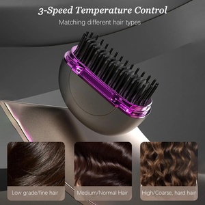 MINI Custom Cordless <b>Ceramic</b> Hair Straightening <b>Brush</b> Mini Portable 2 in 1 <b>Hot</b> Straightener Comb Hair Straightening Comb - Product Image 5