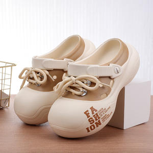 Zuecos beige de punta cerrada con suela gruesa de EVA que aumenta la altura, para interior y exterior, fáciles de poner, cómodos y a la moda, para mujer, tallas 30-40 - Product Image 1