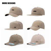 Casquette imperméable personnalisée avec logo pour homme, casquette de baseball trucker à 6 panneaux, perforations découpées au laser, casquette de sport, course à pied, golf