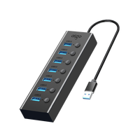 Hub USB-C multiport alimenté par USB3.0, répartiteur USB 7 ports, connexion sans pilote pour accessoires d'ordinateur portable et de bureau