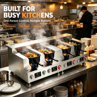 Machine de cuisson automatique SEMIKRON personnalisée à 4 pots en forme de U pour la restauration, équipement de cuisine pour restaurants