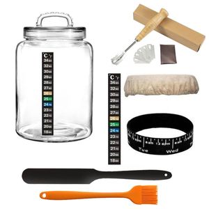 Kit de démarrage de levain fermenté en promotion avec pot en verre, couvercle, thermomètre, spatule en silicone et couverture en tissu pour la cuisine - Product Image 4