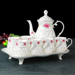 Juego de Té de Cerámica Vintage al por Mayor, 6 Piezas, Tazas de Café y Té de Porcelana con Platos, Estilo Etíope para la Tarde Árabe - Product Image 3