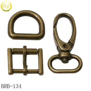 Grosir Logo Kuningan Kosong Tas Perangkat Keras Bagian Logam D Ring Pin Buckle Snap Hooks untuk Koper