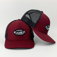 Casquettes de baseball à 6 panneaux avec logo en patch tissé animalier pour l'extérieur, vente en gros, casquettes de pêche et de chasse en maille Richardson 112, casquette de camionneur personnalisée