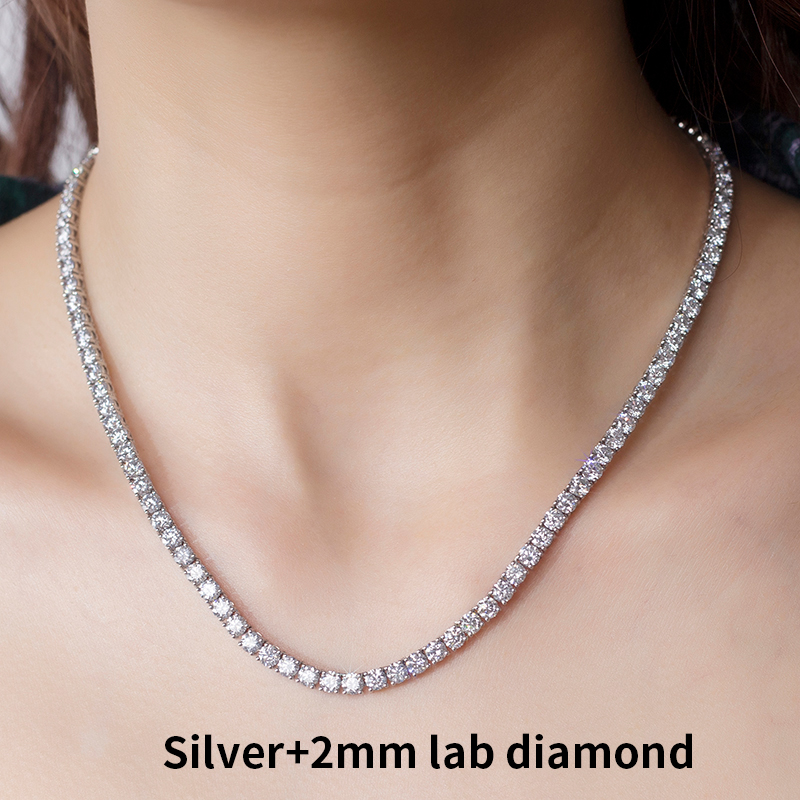 Argento 925 2,0 mm 45 cm diamante sintetico