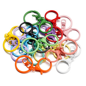 Plastic <b>Key</b> <b>Chain</b> Ring Alloy Plated Round DIY Jewelry Accessory Light Weight Multi Color Set - Product Image 1