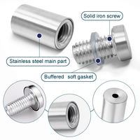 Vis de fixation murale en inox pour verre, support publicitaire, diamètre 12mm, 16mm, 19mm, 25mm