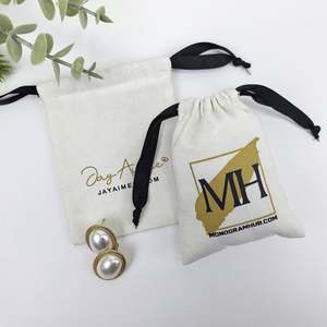 Wholesale Custom Logo Drawstring Cotton Jewelry Pouches Recyclable Canvas Jewelry <b>Bag</b> for Rings <b>Small</b> Canvas Gift Jewelry Pouch - Product Image 2