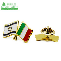 Meilleures ventes : Badges de revers en émail dur, personnalisés, en métal, avec double drapeau et croix nationale américaine, à motif coloré