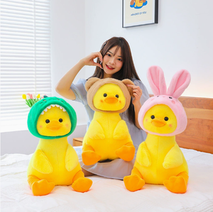 ตุ๊กตาเป็ดสีเหลืองมีฮู้ดสัตว์น่ารัก ชุดตุ๊กตาสัตว์นุ่มนิ่มหน้าแดง สำหรับห้องเด็กและเป็นของขวัญน่ารัก - Product Image 5