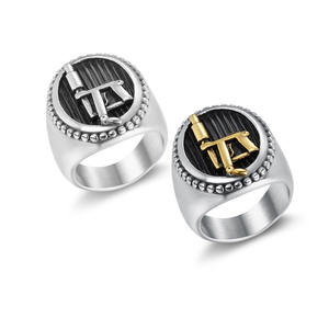 Machine à tatouer rétro, <span class=keywords><strong>bagues</strong></span> de mode en bijoux fins bicolores pour hommes et femmes - Product Image 5