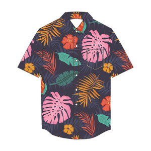 Wholesale Recycled Heat-Transfer Printed Floral Casual Aloha <b>Beach</b> <b>Shirt</b> Lightweight Single Button Summer Top Polyester <b>Men's</b> - Product Image 1