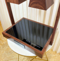 Lampe chauffante électrique en acier inoxydable pour buffet, restaurant, chauffe-plats avec finition en bois