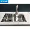 Évier de cuisine à encastrer simple ou double, style artisanal, en acier inoxydable de haute qualité, ensemble d'évier de cuisine, vente en gros