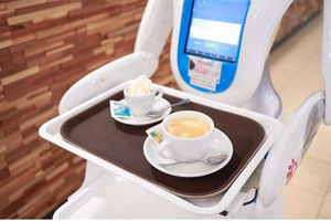 Amy Robot pelayan Humanoid, dengan interaksi suara AI 13 "layar sentuh pengisian daya otomatis & muatan 5kg untuk pengiriman makanan restoran - Product Image 5