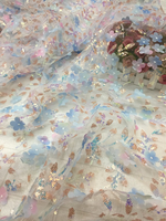 Vente directe usine – Tissu en maille respirant tricoté avec revêtement PA léger, broderie perlée, accessoires vestimentaires pour filles, dentelle