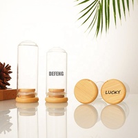 Logo impression Transparent odeur preuve thé fleur conteneur Tube petit tube à essai clair flacon en verre avec bouchon en bambou bouchon