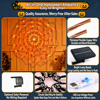 Guirlande lumineuse LED toile d'araignée pour Halloween, alimentation par piles/USB/solaire, étanche IP44, blanc chaud doux, pour maison hantée