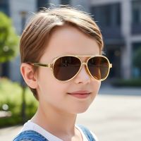 Kacamata Anak Model Double-bridge Retro Baru, Kacamata Katak UV400 Stylish Serbaguna untuk Anak Laki-laki dan Perempuan Trendi