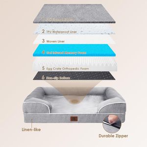 GREENWELL Orthopedic Dog <strong>Bed</strong> for Extra Large Dogs Waterproof Memory Foam Washable Removable Cover Grey - Product Image 5